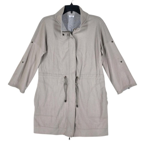 Brunello Cucinelli Jacket Blazer Women M Beige Cream Roll Up Sleeves Zip Italy - Picture 5 of 16